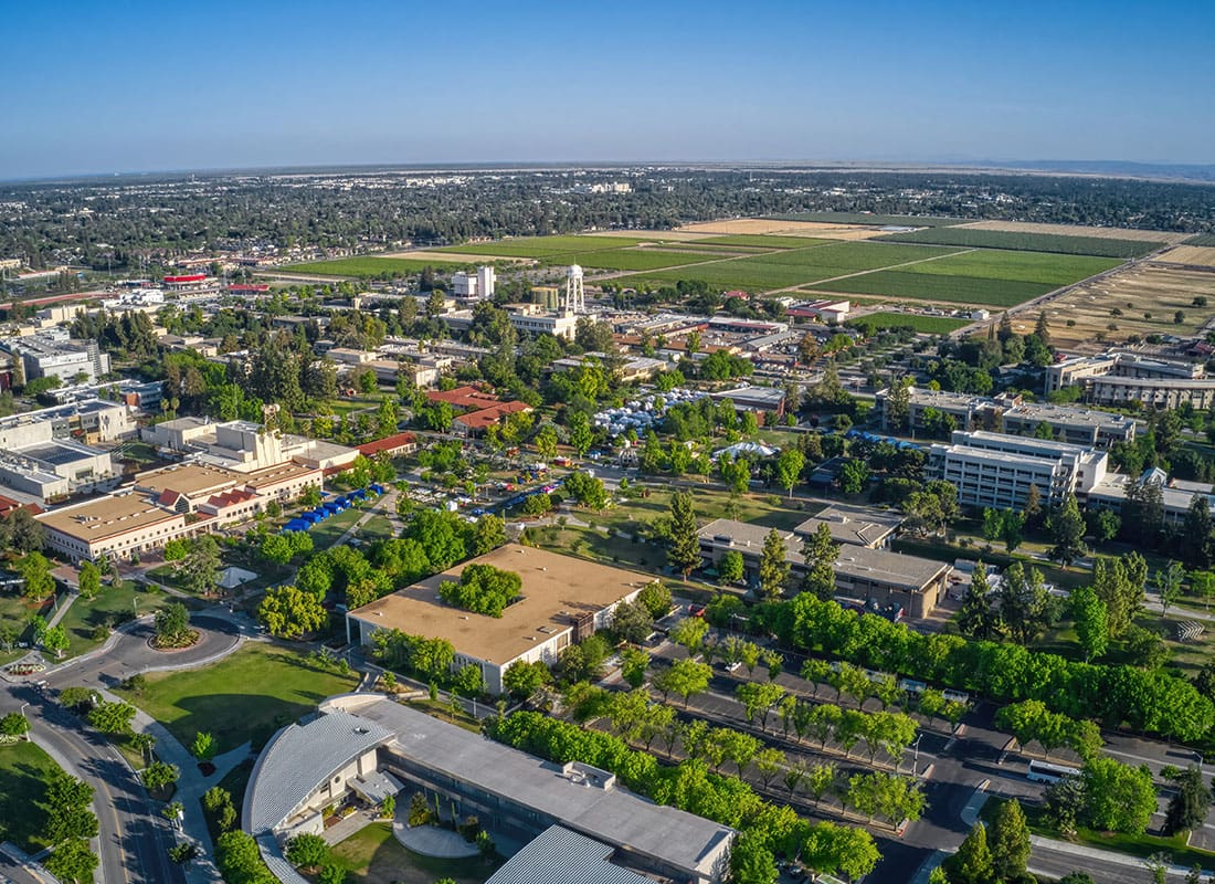 Fresno, CA - Aerial view of the city of Fresno, CA.